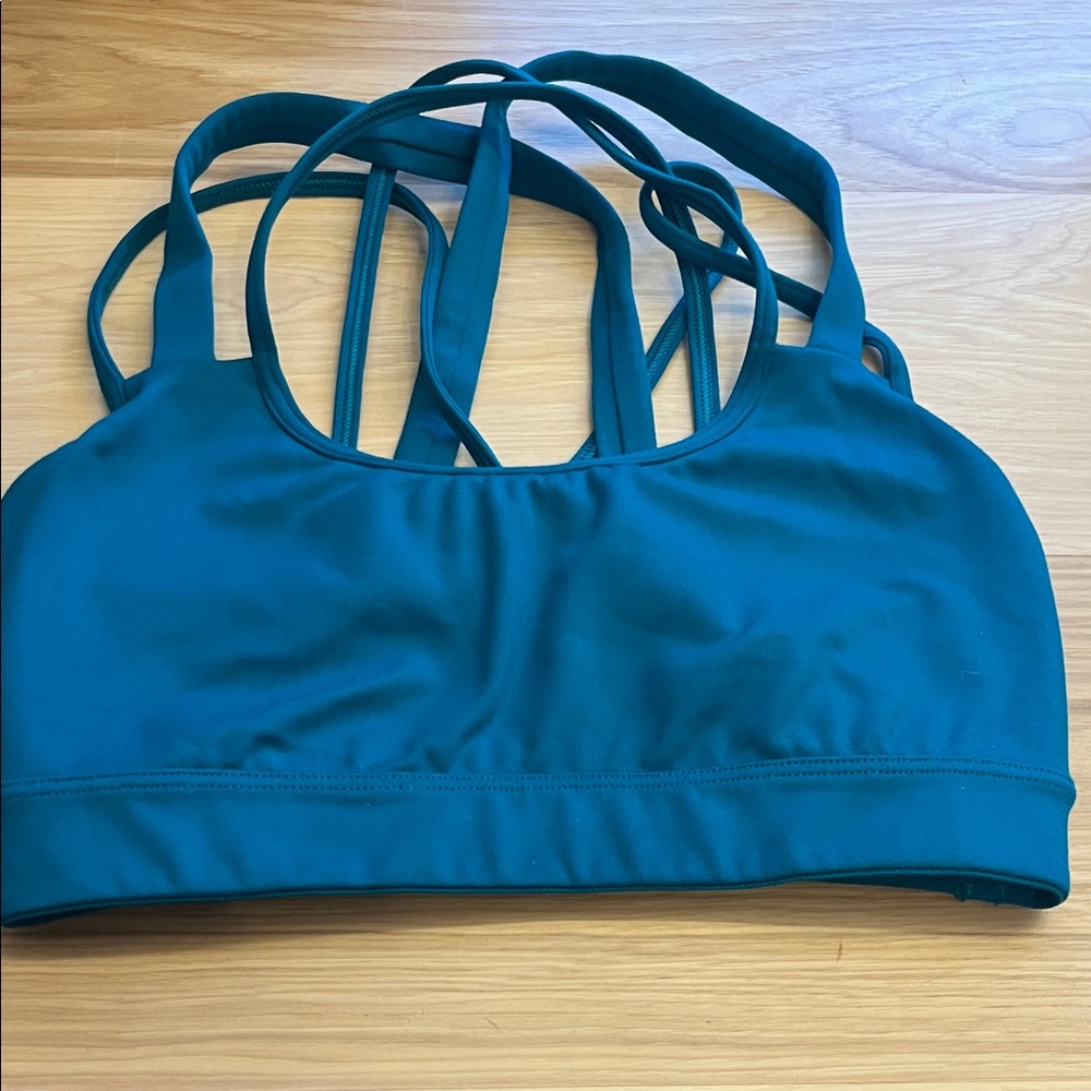 Teal Strappy Sports Bra